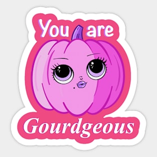 You Are Gourdgeous (pumpkin in Pink and White) Sticker